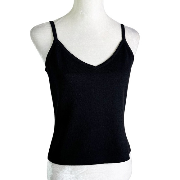St. John Caviar Wool Blend Santana Knit Tank Camisole Top Black Size S - Picture 1 of 7